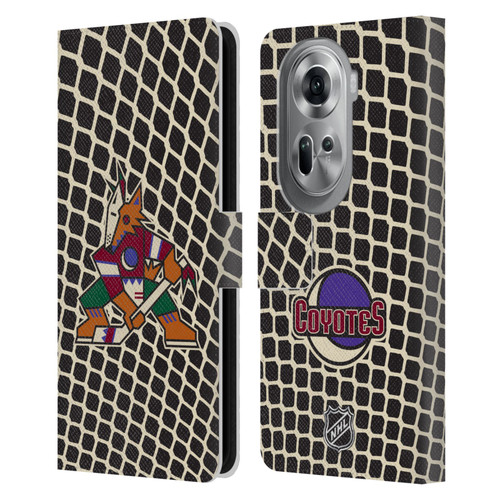 NHL Arizona Coyotes Net Pattern Leather Book Wallet Case Cover For OPPO Reno11 Pro