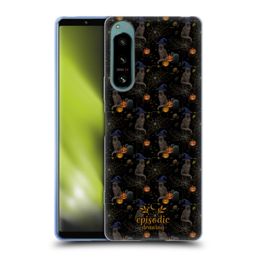 Episodic Drawing Spooky Patterns Cat's Halloween Hat Soft Gel Case for Sony Xperia 5 IV