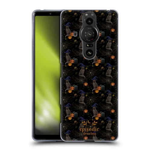 Episodic Drawing Spooky Patterns Cat's Halloween Hat Soft Gel Case for Sony Xperia Pro-I