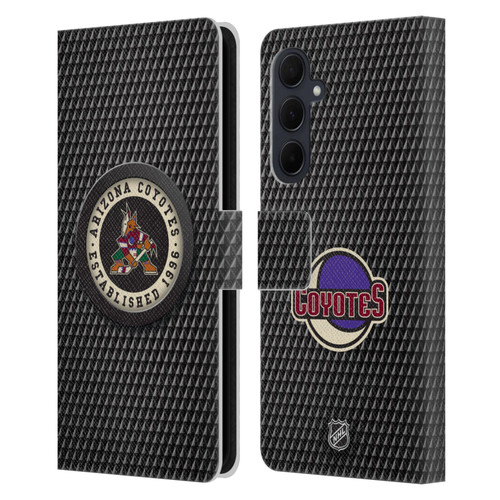 NHL Arizona Coyotes Puck Texture Leather Book Wallet Case Cover For Samsung Galaxy A35 5G