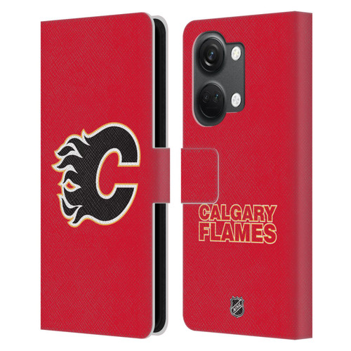NHL Calgary Flames Plain Leather Book Wallet Case Cover For OnePlus Nord 3 5G