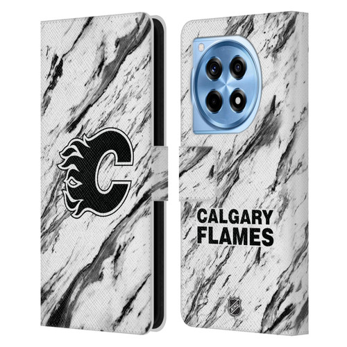 NHL Calgary Flames Marble Leather Book Wallet Case Cover For OnePlus 12R
