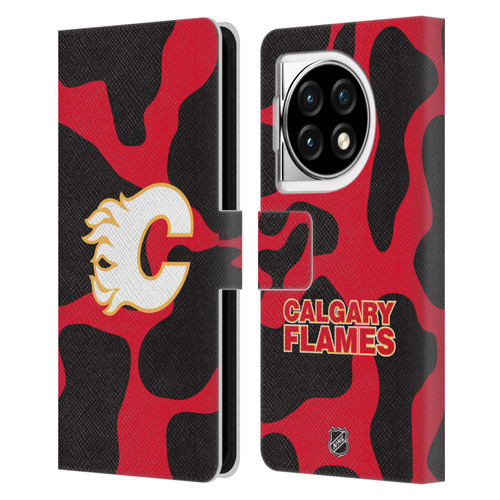 NHL Calgary Flames Cow Pattern Leather Book Wallet Case Cover For OPPO OnePlus Ace 3 5G