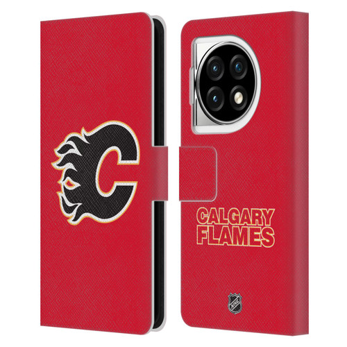 NHL Calgary Flames Plain Leather Book Wallet Case Cover For OPPO OnePlus Ace 3 5G