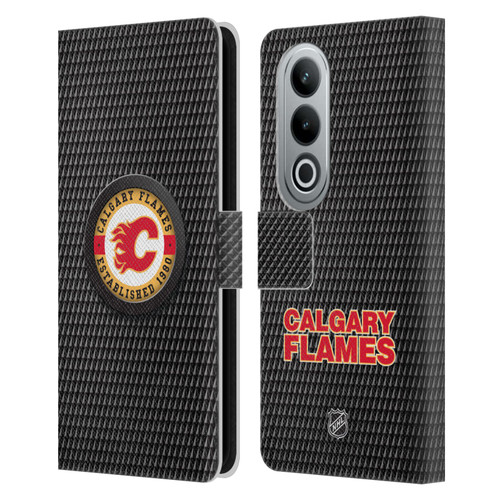 NHL Calgary Flames Puck Texture Leather Book Wallet Case Cover For OPPO OnePlus Ace 3V 5G