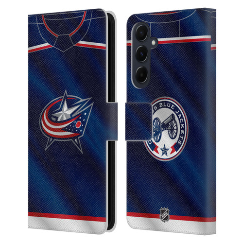 NHL Columbus Blue Jackets Jersey Leather Book Wallet Case Cover For Samsung Galaxy A55 5G