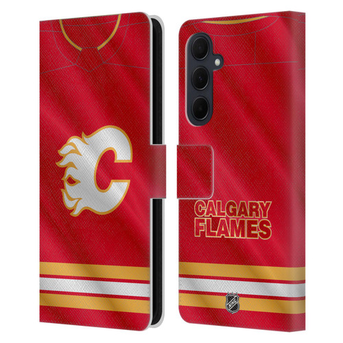 NHL Calgary Flames Jersey Leather Book Wallet Case Cover For Samsung Galaxy A35 5G