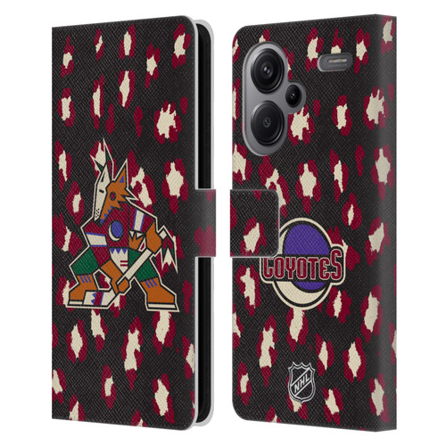 NHL Arizona Coyotes Leopard Patten Leather Book Wallet Case Cover For Xiaomi Redmi Note 13 Pro Plus 5G