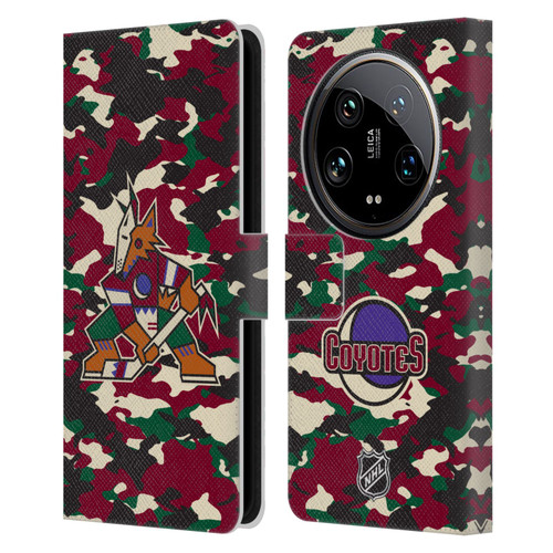NHL Arizona Coyotes Camouflage Leather Book Wallet Case Cover For Xiaomi 14 Ultra