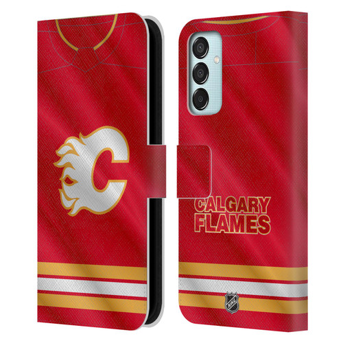 NHL Calgary Flames Jersey Leather Book Wallet Case Cover For Samsung Galaxy M15/F15 5G