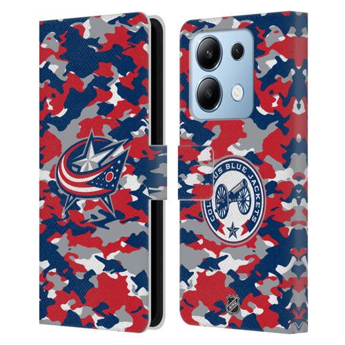 NHL Columbus Blue Jackets Camouflage Leather Book Wallet Case Cover For Xiaomi Redmi Note 13/13 Pro 5G