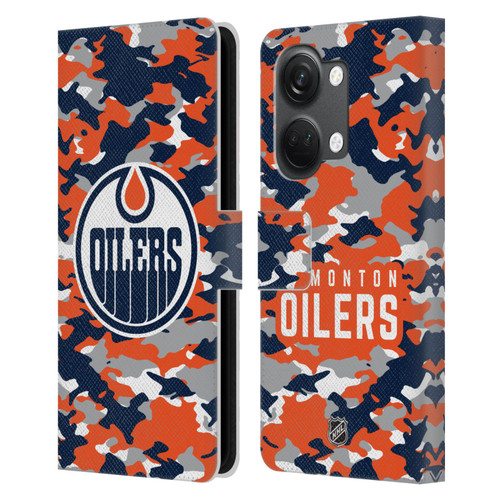 NHL Edmonton Oilers Camouflage Leather Book Wallet Case Cover For OnePlus Nord 3 5G