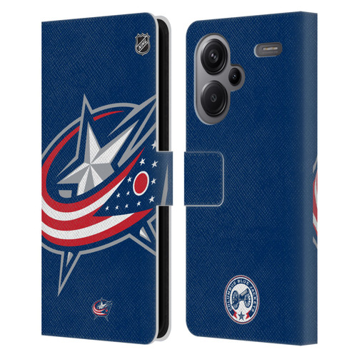 NHL Columbus Blue Jackets Oversized Leather Book Wallet Case Cover For Xiaomi Redmi Note 13 Pro Plus 5G
