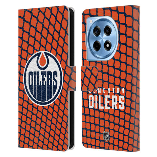 NHL Edmonton Oilers Net Pattern Leather Book Wallet Case Cover For OnePlus 12R
