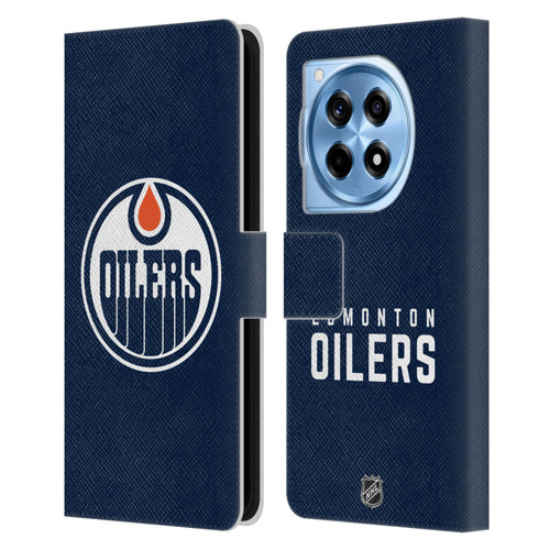 NHL Edmonton Oilers Plain Leather Book Wallet Case Cover For OnePlus 12R