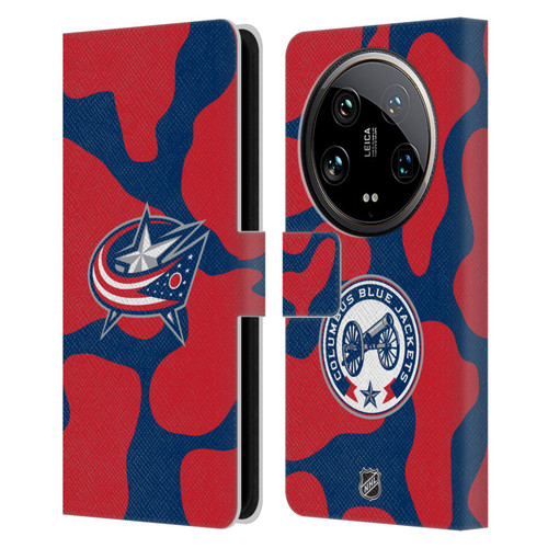 NHL Columbus Blue Jackets Cow Pattern Leather Book Wallet Case Cover For Xiaomi 14 Ultra