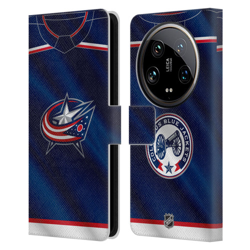 NHL Columbus Blue Jackets Jersey Leather Book Wallet Case Cover For Xiaomi 14 Ultra