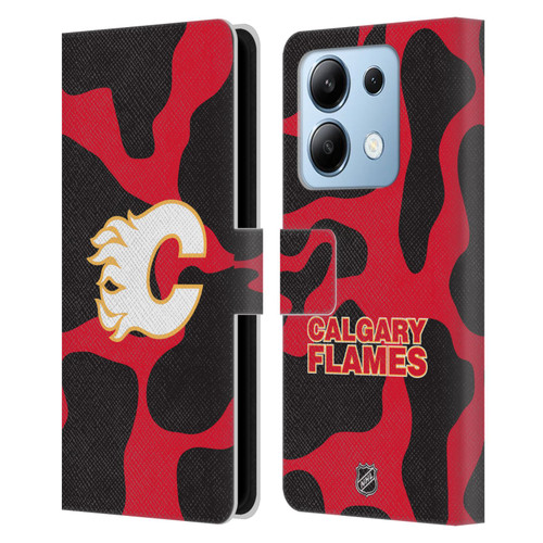 NHL Calgary Flames Cow Pattern Leather Book Wallet Case Cover For Xiaomi Redmi Note 13/13 Pro 5G