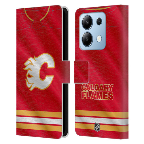 NHL Calgary Flames Jersey Leather Book Wallet Case Cover For Xiaomi Redmi Note 13/13 Pro 5G