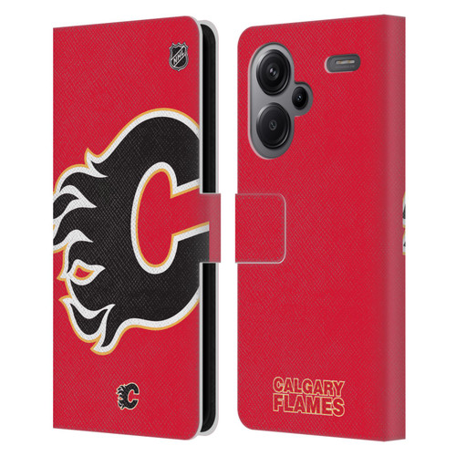 NHL Calgary Flames Oversized Leather Book Wallet Case Cover For Xiaomi Redmi Note 13 Pro Plus 5G