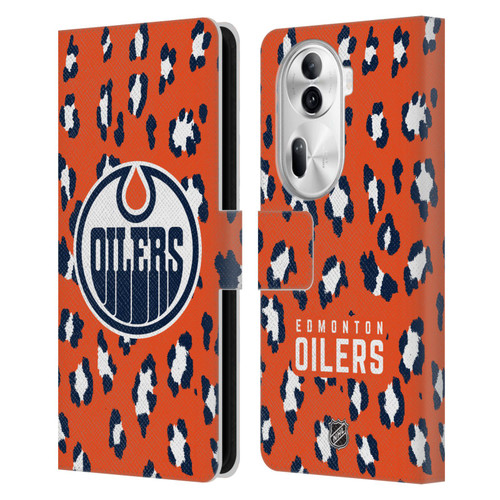 NHL Edmonton Oilers Leopard Patten Leather Book Wallet Case Cover For OPPO Reno11