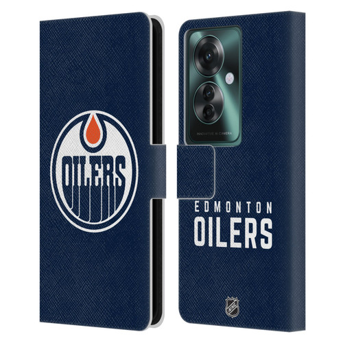 NHL Edmonton Oilers Plain Leather Book Wallet Case Cover For OPPO Reno11 F 5G / F25 Pro 5G