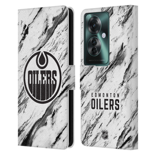 NHL Edmonton Oilers Marble Leather Book Wallet Case Cover For OPPO Reno11 F 5G / F25 Pro 5G