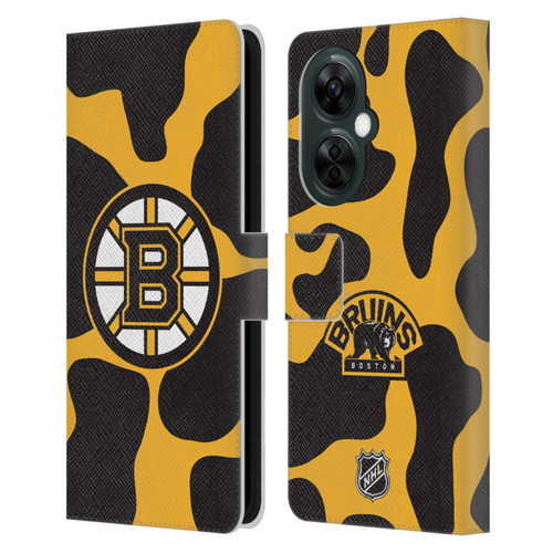 NHL Boston Bruins Cow Pattern Leather Book Wallet Case Cover For OnePlus Nord CE 3 Lite 5G
