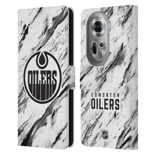 NHL Edmonton Oilers Marble Leather Book Wallet Case Cover For OPPO Reno11 Pro