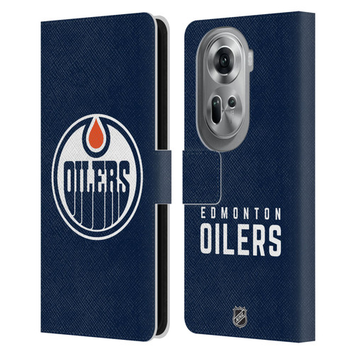 NHL Edmonton Oilers Plain Leather Book Wallet Case Cover For OPPO Reno11 Pro