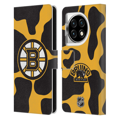 NHL Boston Bruins Cow Pattern Leather Book Wallet Case Cover For OPPO OnePlus Ace 3 5G