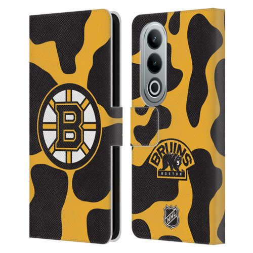 NHL Boston Bruins Cow Pattern Leather Book Wallet Case Cover For OPPO OnePlus Ace 3V 5G