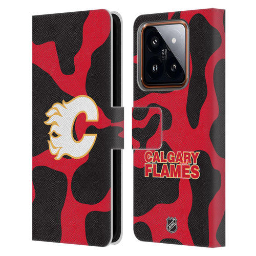 NHL Calgary Flames Cow Pattern Leather Book Wallet Case Cover For Xiaomi 14