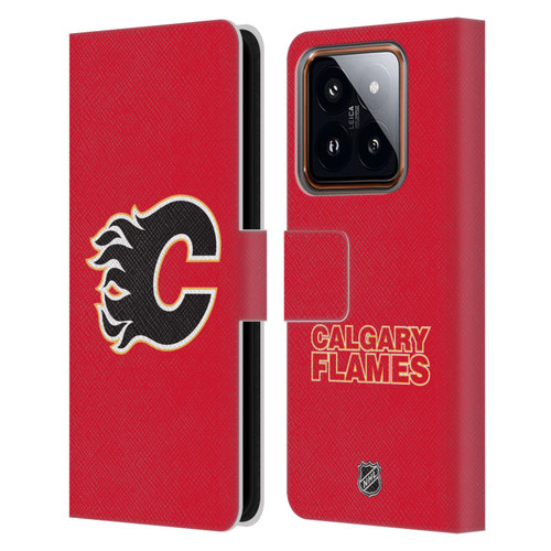 NHL Calgary Flames Plain Leather Book Wallet Case Cover For Xiaomi 14