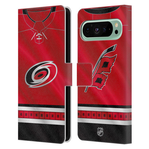 NHL Carolina Hurricanes Jersey Leather Book Wallet Case Cover For Google Pixel 9 Pro XL