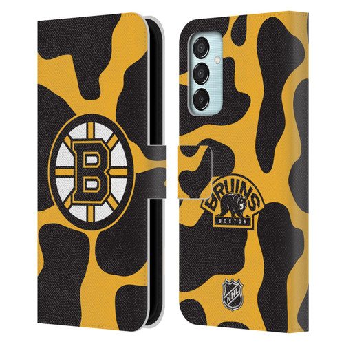 NHL Boston Bruins Cow Pattern Leather Book Wallet Case Cover For Samsung Galaxy M15/F15 5G