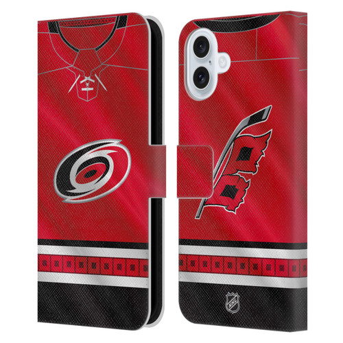 NHL Carolina Hurricanes Jersey Leather Book Wallet Case Cover For Apple iPhone 16 Plus