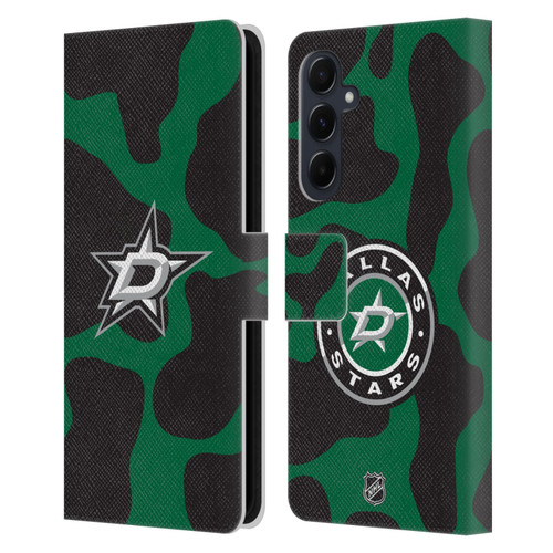 NHL Dallas Stars Cow Pattern Leather Book Wallet Case Cover For Samsung Galaxy A55 5G