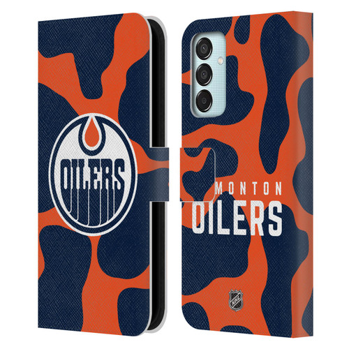 NHL Edmonton Oilers Cow Pattern Leather Book Wallet Case Cover For Samsung Galaxy M15/F15 5G