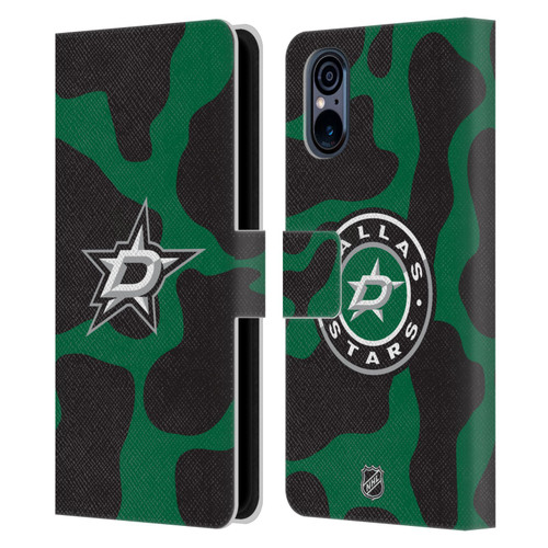 NHL Dallas Stars Cow Pattern Leather Book Wallet Case Cover For Sony Xperia 5 V 5G