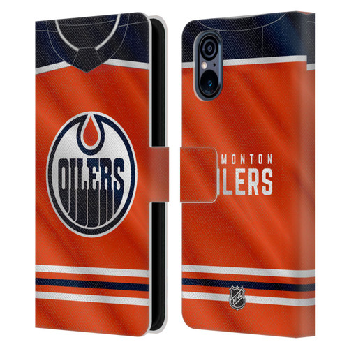 NHL Edmonton Oilers Jersey Leather Book Wallet Case Cover For Sony Xperia 5 V 5G