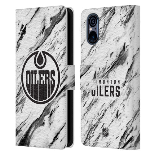 NHL Edmonton Oilers Marble Leather Book Wallet Case Cover For Sony Xperia 5 V 5G