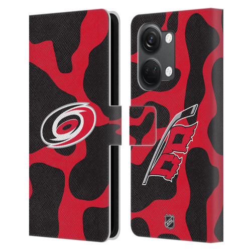 NHL Carolina Hurricanes Cow Pattern Leather Book Wallet Case Cover For OnePlus Nord 3 5G