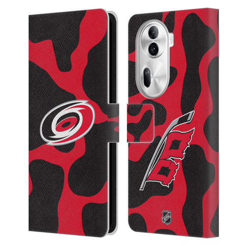 NHL Carolina Hurricanes Cow Pattern Leather Book Wallet Case Cover For OPPO Reno11