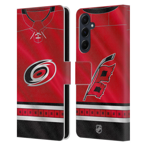 NHL Carolina Hurricanes Jersey Leather Book Wallet Case Cover For Samsung Galaxy A55 5G