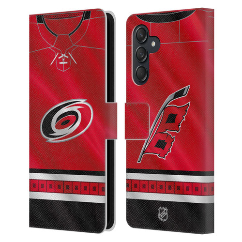 NHL Carolina Hurricanes Jersey Leather Book Wallet Case Cover For Samsung Galaxy M55 5G