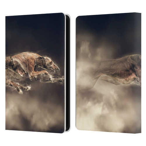 Klaudia Senator Animal Art Greyhound Leather Book Wallet Case Cover For Amazon Kindle Paperwhite 5 (2021)