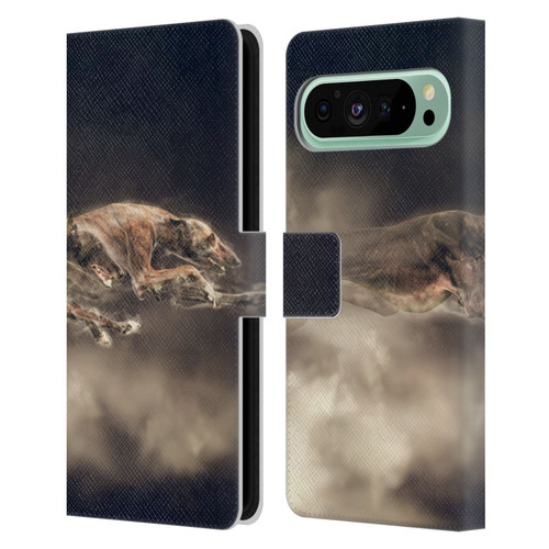 Klaudia Senator Animal Art Greyhound Leather Book Wallet Case Cover For Google Pixel 9 Pro XL
