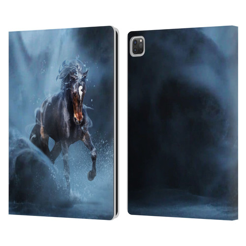 Klaudia Senator Animal Art Black Horse Leather Book Wallet Case Cover For Apple iPad Pro 13 M4 2024