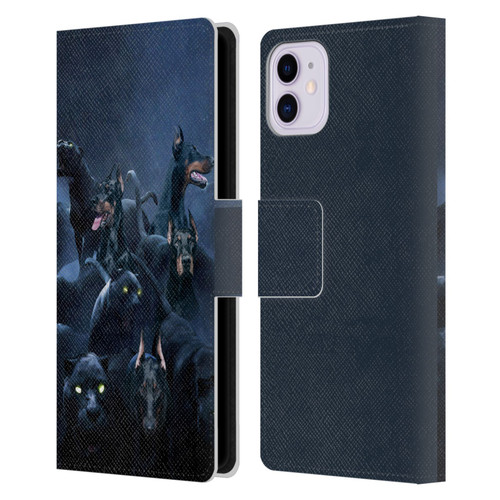 Klaudia Senator Animal Art Doberman Leather Book Wallet Case Cover For Apple iPhone 11